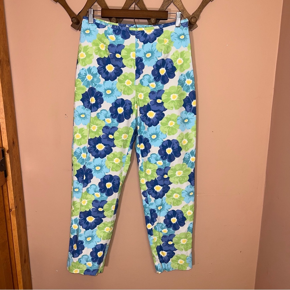 Talbots Cotton Floral Stretch Cropped Capri Pants Size 10